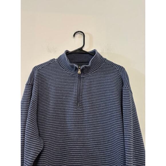 Rodd & Gunn Pullover Knit Sweater Mens XL Blue Striped Long Sleeve 1/4 Zip - Picture 8 of 9